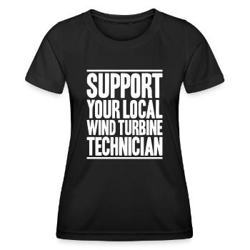 Service Technician Wind Turbines Wind Energy - Women's Functional T-Shirt - black - Front - AI Model Female 172 light (172cm)