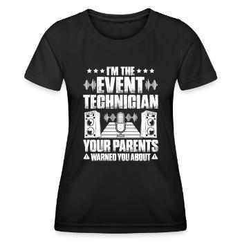 Veranstaltungstechniker Technicien événementiel - T-shirt sport Femme - noir - Devant - AI Model Female 172 light (172cm)
