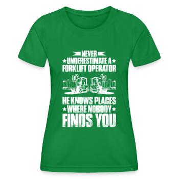 Staplerfahrer Gabelstaplerfahrer Forklift Operator - Frauen Funktions-T-Shirt - Kelly Green - Vorne - AI Model Female 172 dark (172cm)