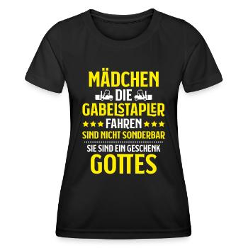 Staplerfahrer Gabelstaplerfahrer Forklift Operator - Frauen Funktions-T-Shirt - Schwarz - Vorne - AI Model Female 172 light (172cm)