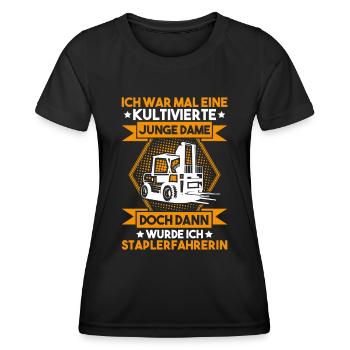 Staplerfahrer Gabelstaplerfahrer Forklift Operator - Frauen Funktions-T-Shirt - Schwarz - Vorne - AI Model Female 172 light (172cm)
