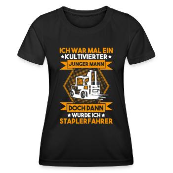 Staplerfahrer Gabelstaplerfahrer Forklift Operator - Frauen Funktions-T-Shirt - Schwarz - Vorne - AI Model Female 172 light (172cm)