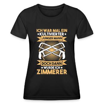 Zimmerer Zimmermann Zimmerei Carpenter Carpentry - Frauen Funktions-T-Shirt - Schwarz - Vorne - AI Model Female 172 light (172cm)