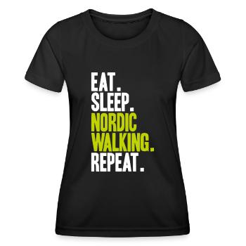 Marche nordique Marcheur nordique Walken nordique - T-shirt sport Femme - noir - Devant - AI Model Female 172 light (172cm)