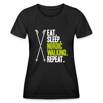Marche nordique Marcheur nordique Walken nordique - T-shirt sport Femme - noir - Devant - AI Model Female 172 light (172cm)