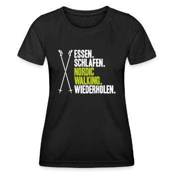 Nordic Walking Nordic Walker Nordic Walken - Frauen Funktions-T-Shirt - Schwarz - Vorne - AI Model Female 172 light (172cm)
