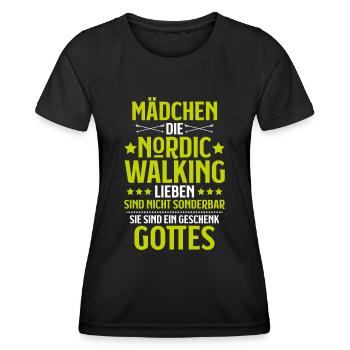 Nordic Walking Nordic Walker Nordic Walken - Frauen Funktions-T-Shirt - Schwarz - Vorne - AI Model Female 172 light (172cm)