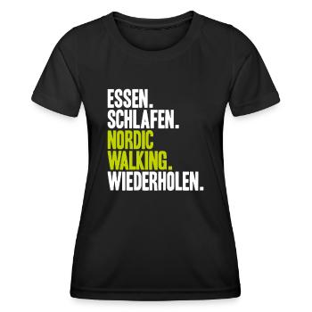 Nordic Walking Nordic Walker Nordic Walken - Frauen Funktions-T-Shirt - Schwarz - Vorne - AI Model Female 172 light (172cm)