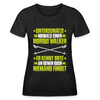 Nordic Walking Nordic Walker Nordic Walken - Frauen Funktions-T-Shirt - Schwarz - Vorne - AI Model Female 172 light (172cm)