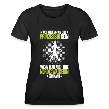 Nordic Walking Nordic Walker Nordic Walken - Frauen Funktions-T-Shirt - Schwarz - Vorne - AI Model Female 172 light (172cm)