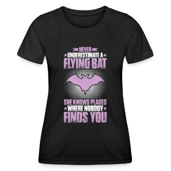 Fledermaus Fledermäuse Bat Bats Fledertier - Frauen Funktions-T-Shirt - Schwarz - Vorne - AI Model Female 172 light (172cm)