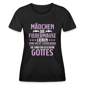 Fledermaus Fledermäuse Bat Bats Fledertier - Frauen Funktions-T-Shirt - Schwarz - Vorne - AI Model Female 172 light (172cm)