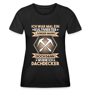 Dachdecker Dachdeckerei Dachdecken Roofer Roofing - Frauen Funktions-T-Shirt - Schwarz - Vorne - AI Model Female 172 light (172cm)