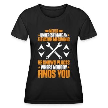 Elevator Fitter Elevator Mechanic Elevator Mechanic - Women's Functional T-Shirt - black - Front - AI Model Female 172 light (172cm)