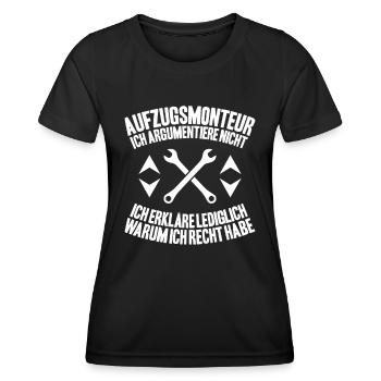 Aufzugsmonteur Aufzugsmechaniker Elevator Mechanic - Frauen Funktions-T-Shirt - Schwarz - Vorne - AI Model Female 172 light (172cm)