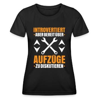 Aufzugsmonteur Aufzugsmechaniker Elevator Mechanic - Frauen Funktions-T-Shirt - Schwarz - Vorne - AI Model Female 172 light (172cm)