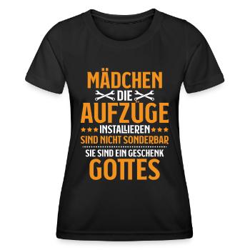 Aufzugsmonteur Aufzugsmechaniker Elevator Mechanic - Frauen Funktions-T-Shirt - Schwarz - Vorne - AI Model Female 172 light (172cm)