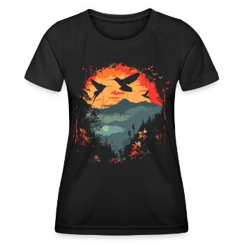 Kolibri Vogel Natur Tiere Wildnis Nektar - Frauen Funktions-T-Shirt - Schwarz - Vorne - AI Model Female 172 light (172cm)