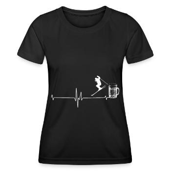 Bière - Palpitations cardiaques - Ski - (3) - T-shirt sport Femme - noir - Devant - AI Model Female 172 light (172cm)
