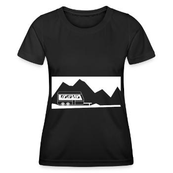 Berg - Camping Wohnwagen - (10) - Frauen Funktions-T-Shirt - Schwarz - Vorne - AI Model Female 172 light (172cm)