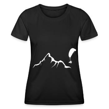 Berg - Gleitschirmfliegen - (9) - Frauen Funktions-T-Shirt - Schwarz - Vorne - AI Model Female 172 light (172cm)