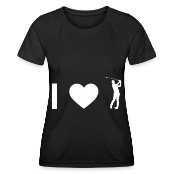 I heart and golf - - Women's Functional T-Shirt - black - Front - AI Model Female 172 light (172cm)