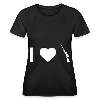 Mein Herz und das Gewehr - - Frauen Funktions-T-Shirt - Schwarz - Vorne - AI Model Female 172 light (172cm)