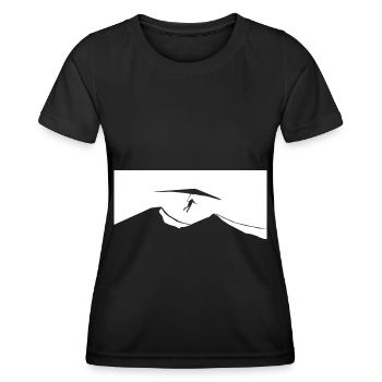 Berg - Gleitschirmfliegen - (13) - Frauen Funktions-T-Shirt - Schwarz - Vorne - AI Model Female 172 light (172cm)