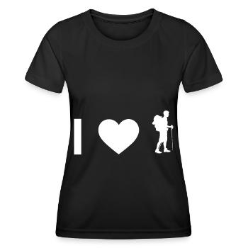 Ich Herz und Wandern - - Frauen Funktions-T-Shirt - Schwarz - Vorne - AI Model Female 172 light (172cm)