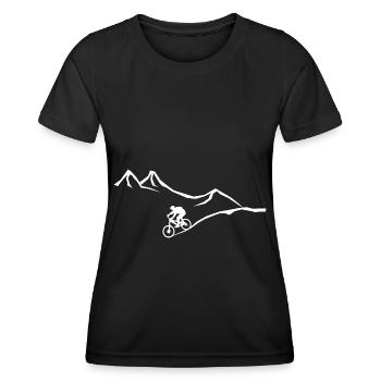 Berg - Kurvenlinie - Radsport - (4) - Frauen Funktions-T-Shirt - Schwarz - Vorne - AI Model Female 172 light (172cm)