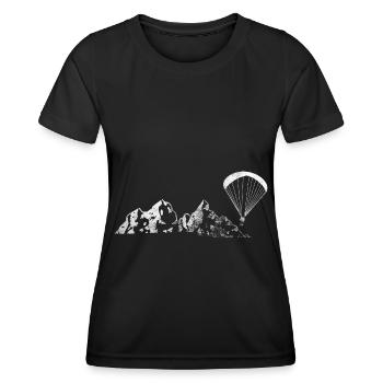 Berg - Gleitschirmfliegen - (6) - Frauen Funktions-T-Shirt - Schwarz - Vorne - AI Model Female 172 light (172cm)