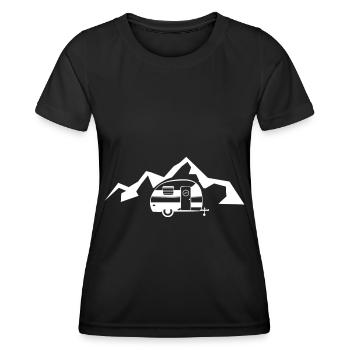 Berg - Camping Wohnwagen - (7) - Frauen Funktions-T-Shirt - Schwarz - Vorne - AI Model Female 172 light (172cm)