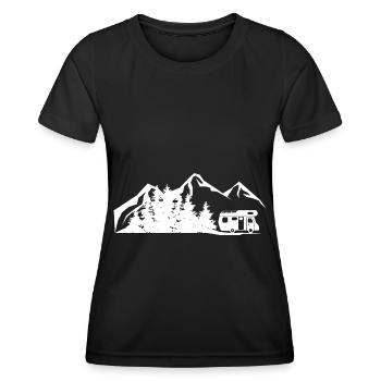 Mountain - Trees - Camping Van - - Women's Functional T-Shirt - black - Front - AI Model Female 172 light (172cm)