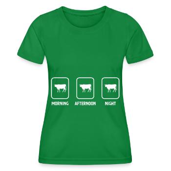 Morgens, nachmittags, nachts und die Landwirtschaf - Frauen Funktions-T-Shirt - Kelly Green - Vorne - AI Model Female 172 dark (172cm)
