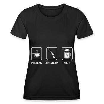 Morning, afternoon, evening and hunting - (2) - Women's Functional T-Shirt - black - Front - AI Model Female 172 light (172cm)