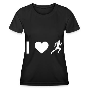 Ich Herz und Kerl Laufen - - Frauen Funktions-T-Shirt - Schwarz - Vorne - AI Model Female 172 light (172cm)