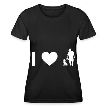 Ich Herz und Kerl mit Hund - - Frauen Funktions-T-Shirt - Schwarz - Vorne - AI Model Female 172 light (172cm)