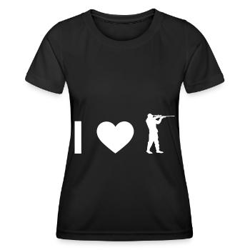 Ich Herz und Kerl jagen - - Frauen Funktions-T-Shirt - Schwarz - Vorne - AI Model Female 172 light (172cm)
