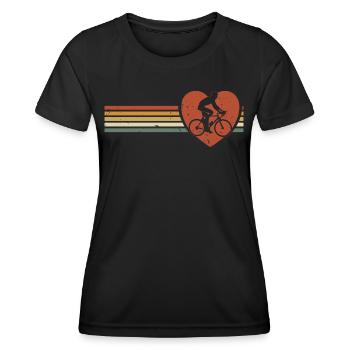 Motif vélo en vintage avec des cyclistes dans mon cœur - T-shirt sport Femme - noir - Devant - AI Model Female 172 light (172cm)