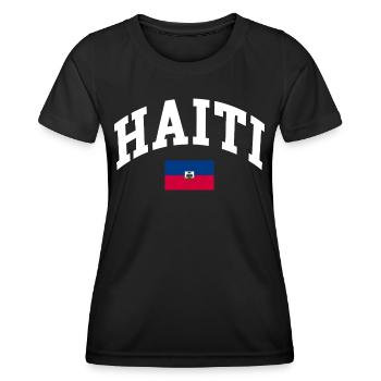 Drapeau d’Haïti - T-shirt sport Femme - noir - Devant - AI Model Female 172 light (172cm)