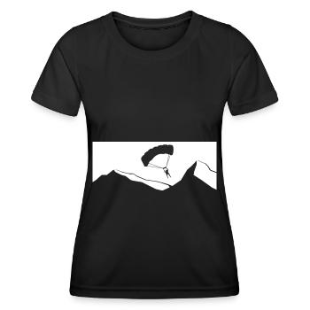 Berg - Gleitschirmfliegen - (16) - Frauen Funktions-T-Shirt - Schwarz - Vorne - AI Model Female 172 light (172cm)