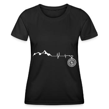 Heartbeat - Compass - Mountain - (3) - Women's Functional T-Shirt - black - Front - AI Model Female 172 light (172cm)