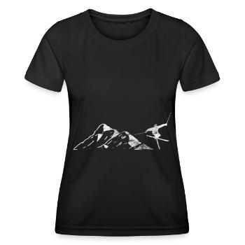 Berg - Skifahren - (22) - Frauen Funktions-T-Shirt - Schwarz - Vorne - AI Model Female 172 light (172cm)