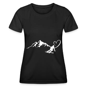 Heart - Mountain - Skiing - (4) - Women's Functional T-Shirt - black - Front - AI Model Female 172 light (172cm)