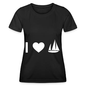 Ich Herz und Boot - - Frauen Funktions-T-Shirt - Schwarz - Vorne - AI Model Female 172 light (172cm)