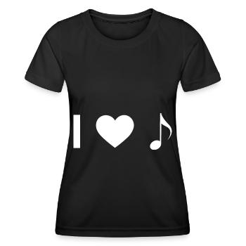 I heart and music - - Women's Functional T-Shirt - black - Front - AI Model Female 172 light (172cm)
