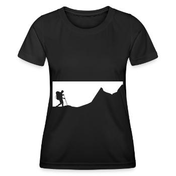 Mountains - Hiking - (10) - Women's Functional T-Shirt - black - Front - AI Model Female 172 light (172cm)