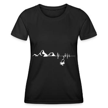 Heartbeat - Mountain - Skiing - (5) - Women's Functional T-Shirt - black - Front - AI Model Female 172 light (172cm)