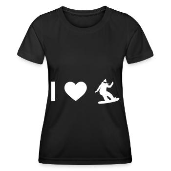 I heart and woman snowboarding - - Women's Functional T-Shirt - black - Front - AI Model Female 172 light (172cm)