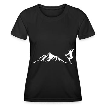 Berg - Skifahren - (24) - Frauen Funktions-T-Shirt - Schwarz - Vorne - AI Model Female 172 light (172cm)